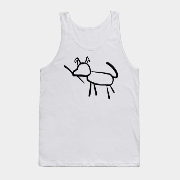 Stick figure, line drawing of a dog. Tank Top by WelshDesigns